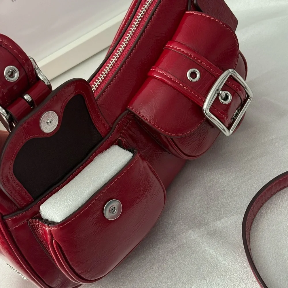 Coach Ashton Bag Crossbody In Leather/Silver/Dark Cardinal Red CBJ01